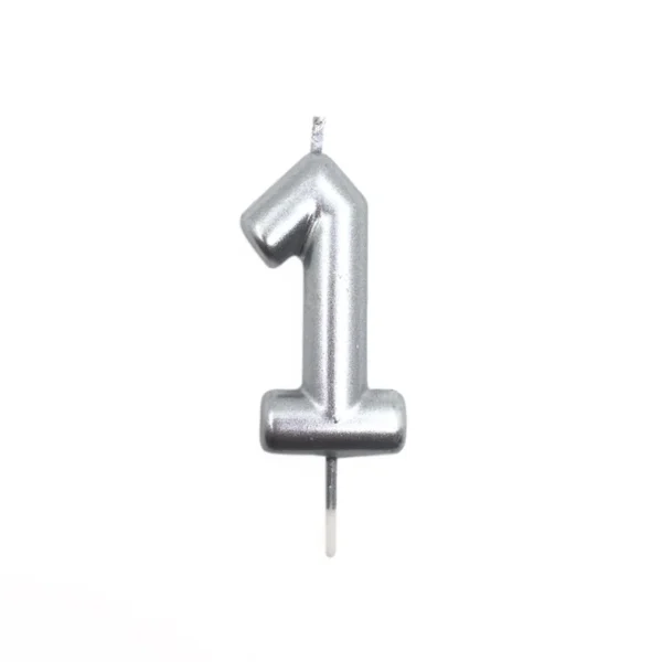 Vela Numero Plateada (0 al 9)