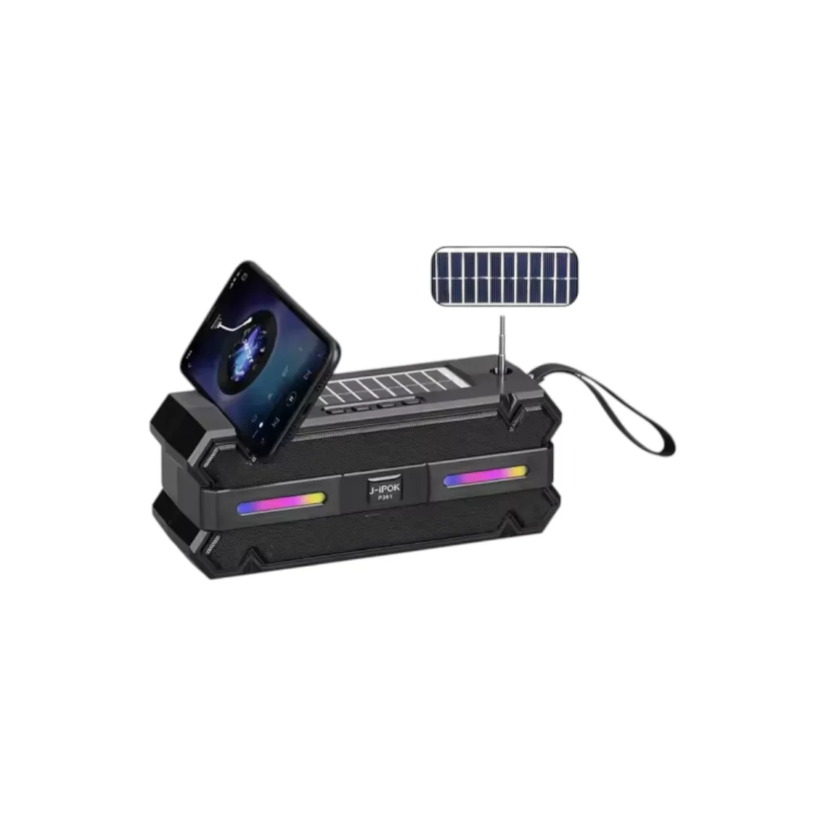 Parlante Solar P361 con Bluetooth con Radio, Linterna y Luces