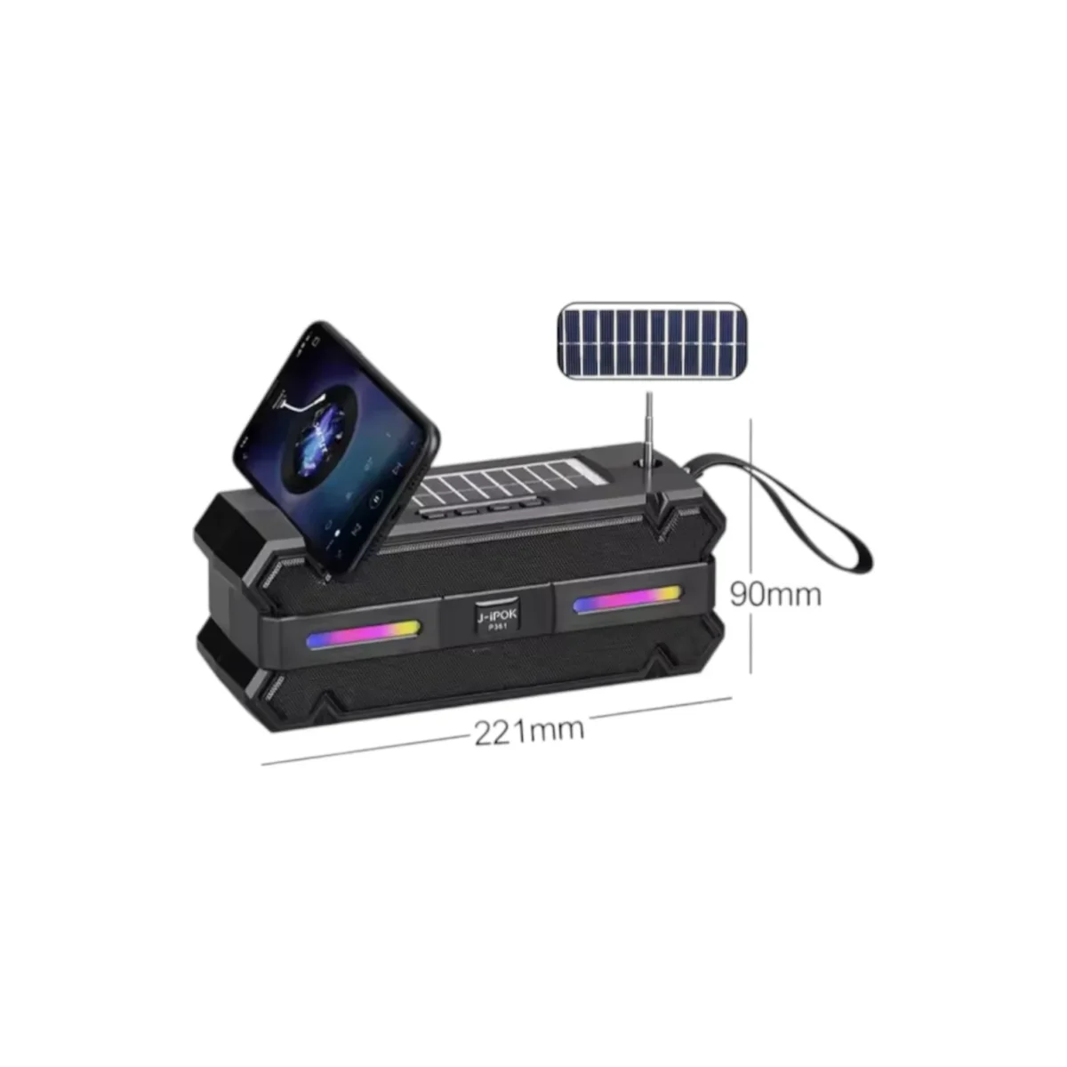 Parlante Solar P361 con Bluetooth con Radio, Linterna y Luces - Imagen 6